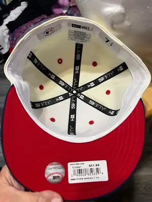 Men’s New Era Pittsburgh Pirates fitted cap with white crown and red brim, $41.99