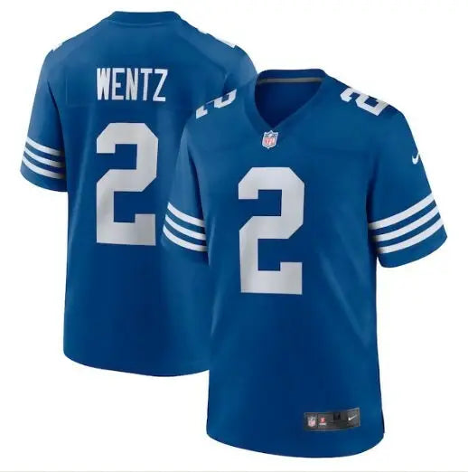 Blue Indianapolis Colts Carson Wentz game jersey with WENTZ and number 2 on back
