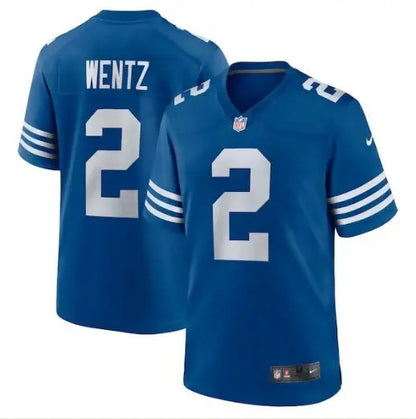 Blue Indianapolis Colts Carson Wentz game jersey with WENTZ and number 2 on back