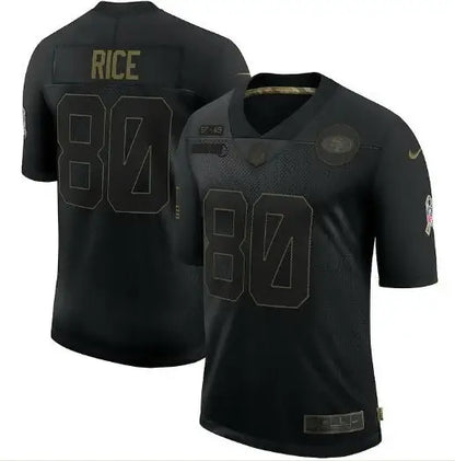 Black Nike Jerry Rice 49ers limited jersey with number 80 and RICE on the back