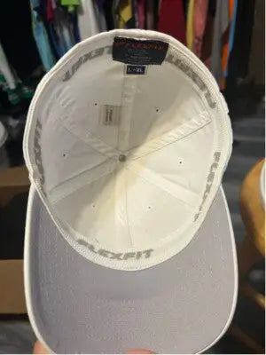 White men’s Pelagic Hat baseball cap with grey underside to the brim