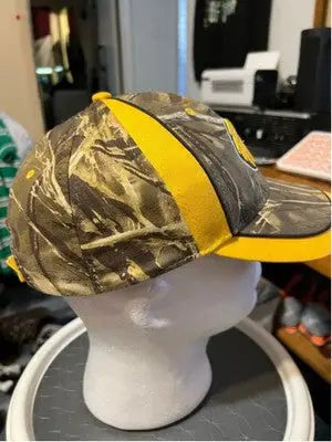 Camo and yellow baseball cap on white mannequin head for Men’s The Game USM Golden Eagles