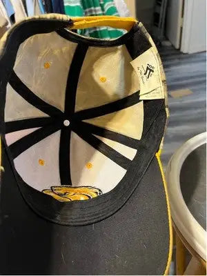 Black and yellow baseball cap with white interior and black seams, perfect for Golden Eagles fans