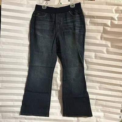 Metro Blues women’s knit top and elastic waist flare-leg jeans set size XL