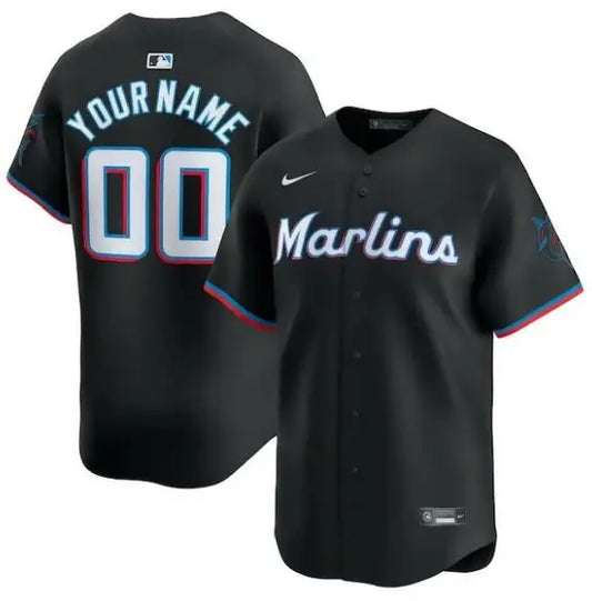 Black Miami Marlins Nike Alternate Limited Custom Baseball Jersey