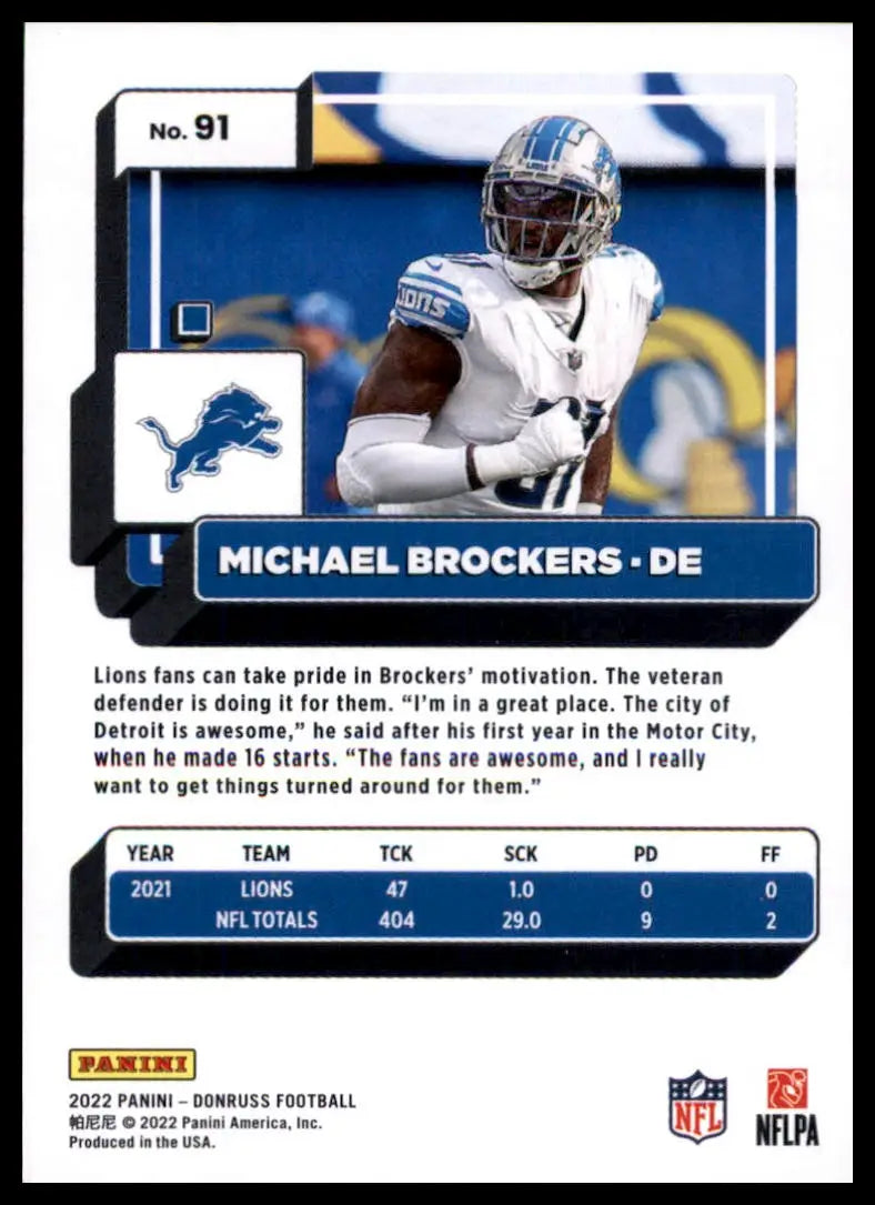 Michael Brockers football card from 2022 Donruss Detroit Lions product