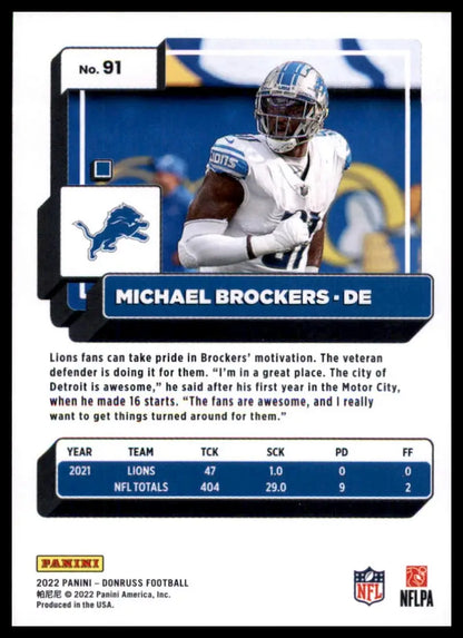 Michael Brockers football card from 2022 Donruss Detroit Lions product