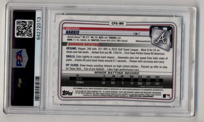 Michael Harris II 2020 Bowman Chrome Prospect Auto encased with QR code in holder