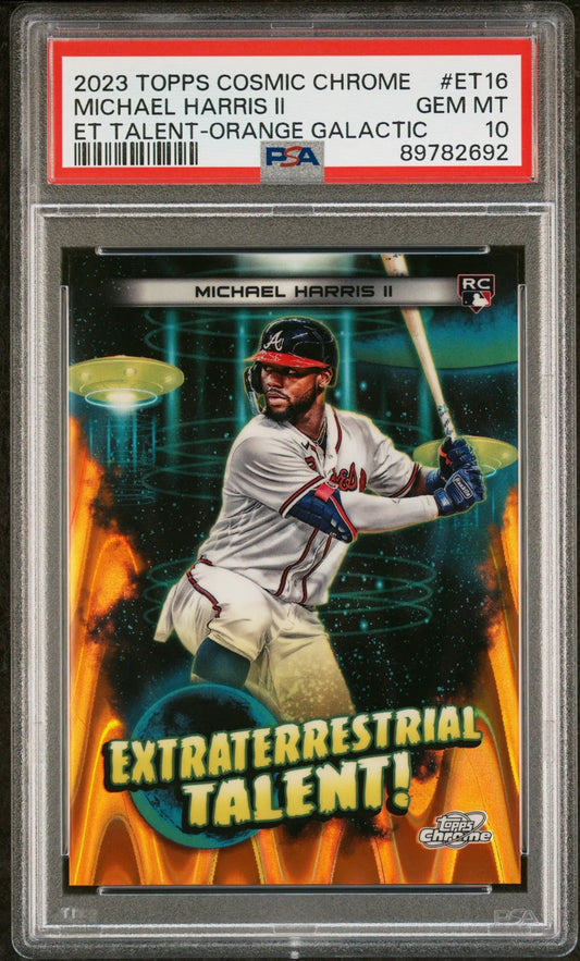 PSA graded 2023 Topps Chrome Cosmic Extraterrestrial Talent card of Michael Harris II