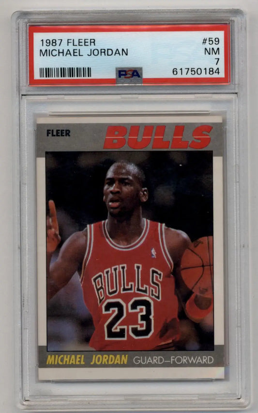 Graded 1987 Fleer Michael Jordan basketball card PSA 7 Near Mint product image
