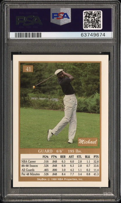 Michael Jordan golf trading card in gem mint condition from 1990 Skybox series