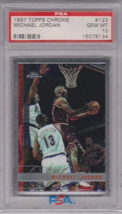 Graded Michael Jordan 1997 Topps Chrome basketball card from Columbia Hobby eBay store