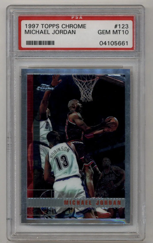 Graded Michael Jordan basketball card from Topps Chrome 1997-98 PSA 10 Gem Mint