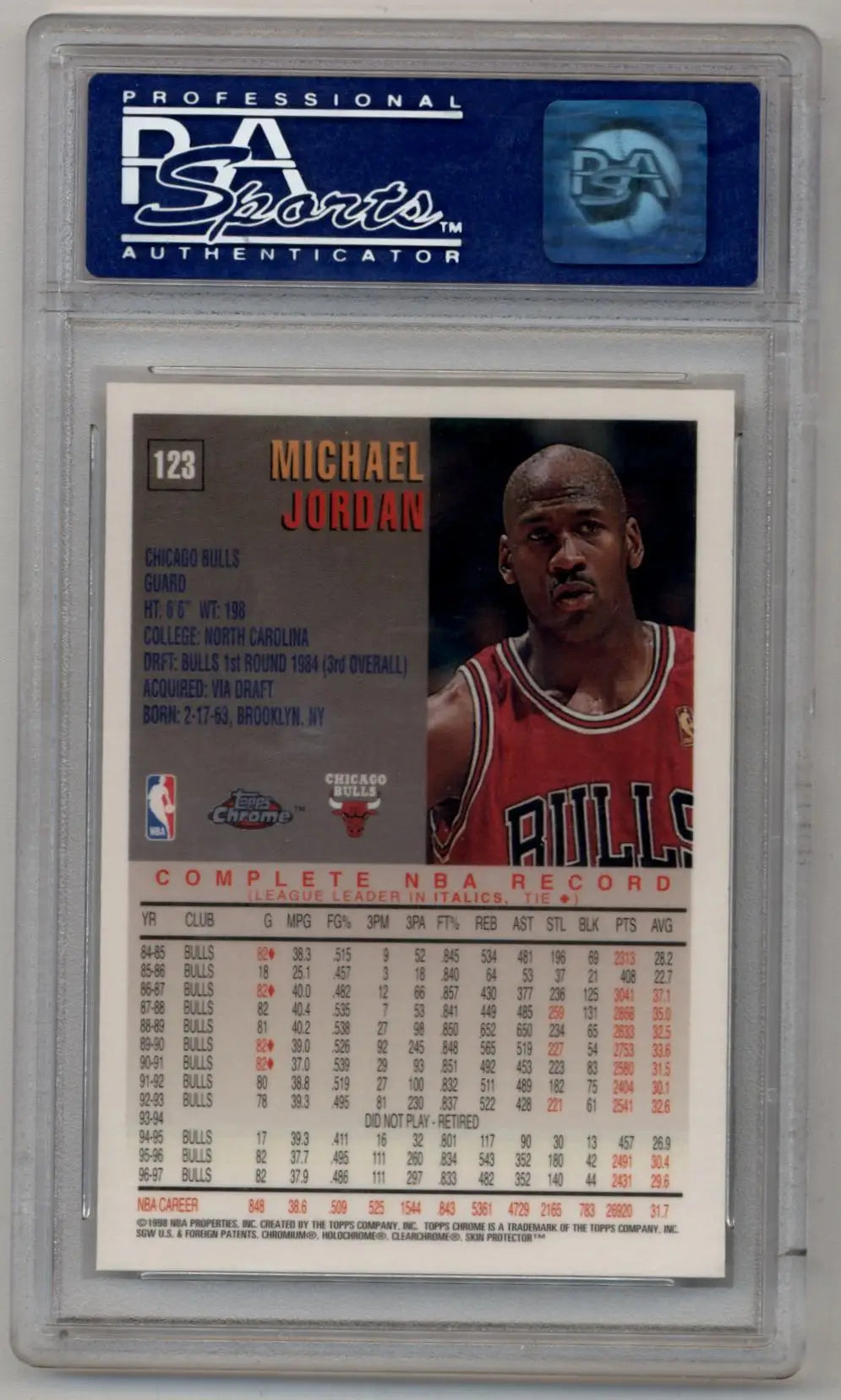 Graded Michael Jordan Topps Chrome basketball card PSA 10 Gem Mint performance collectible