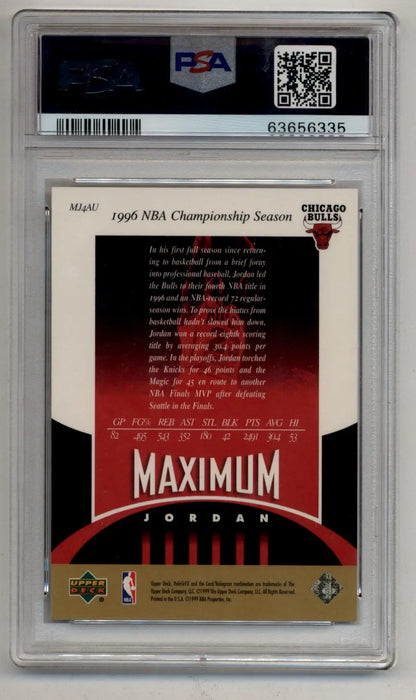 PSA-graded Michael Jordan 1999-00 U.D. HOLOGrFX MJ4 Maximum trading card in mint condition