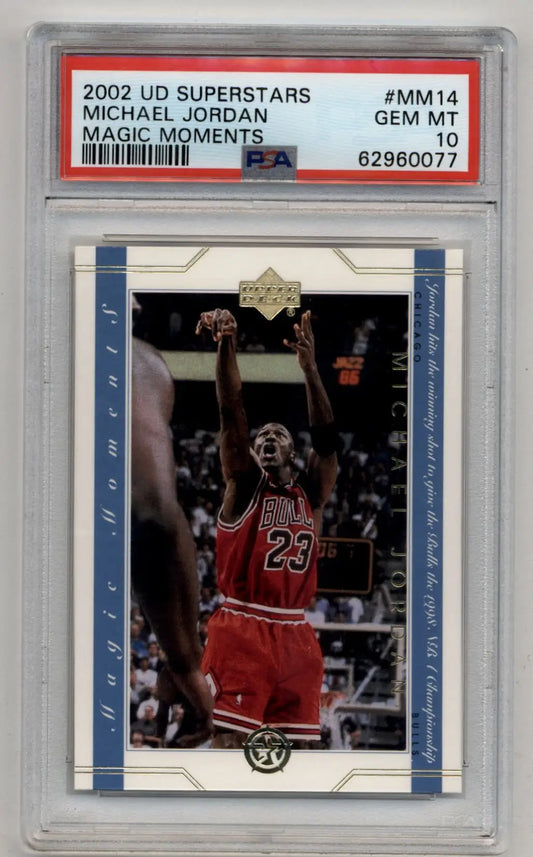 PSA-graded Michael Jordan 2002 Upper Deck Superstars Magic Moments basketball card