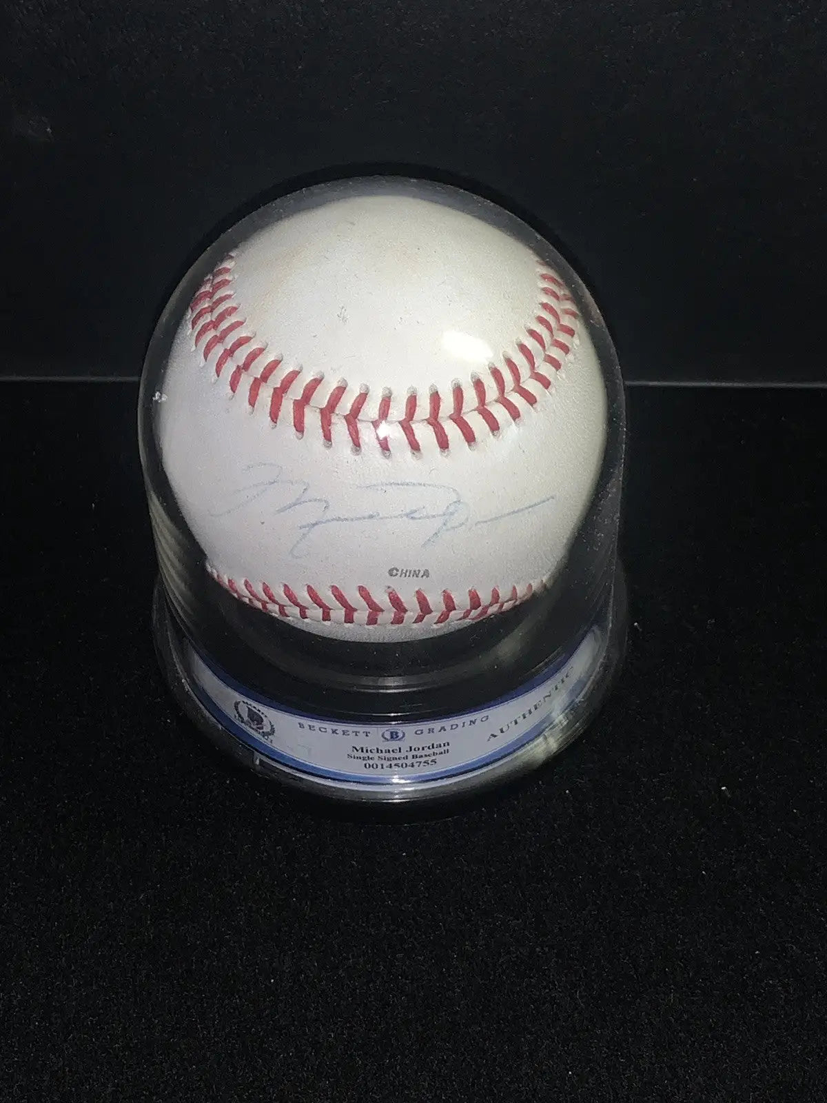 Autographed Michael Jordan Rawlings Southern League Baseball in protective case