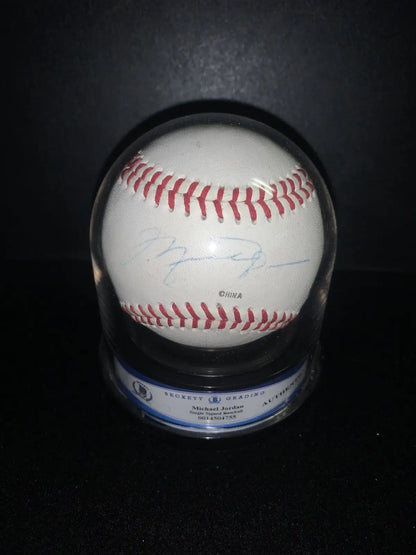 Michael Jordan Signed Rawlings Southern League Baseball in display case for collectors