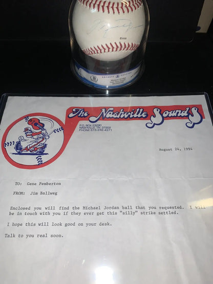 Michael Jordan signed Rawlings Southern League baseball with authentication letter