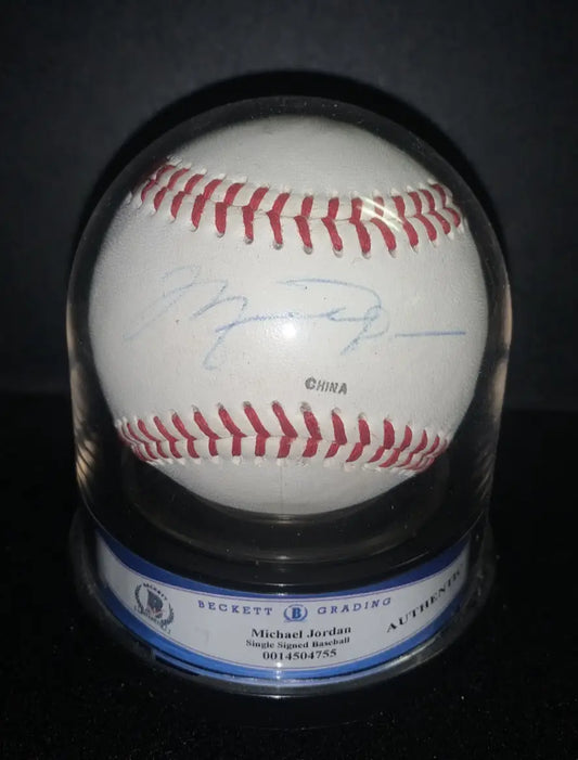 Michael Jordan Signed Rawlings Southern League Baseball in protective display case