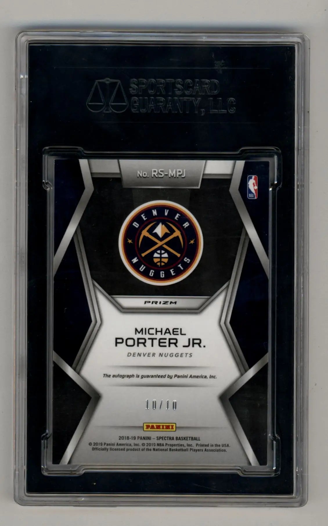 Graded Michael Porter Jr Spectra Rising Stars Auto Gold basketball card SGC 9.5