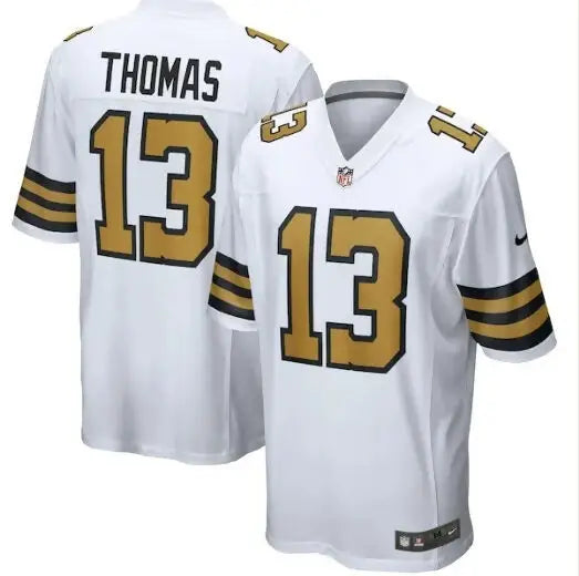 White and gold Michael Thomas Orleans Saints Nike Alternate Game Jersey with number 13