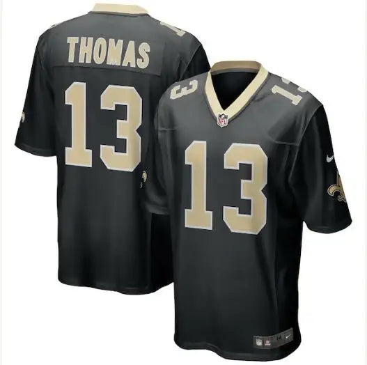 Black and gold Michael Thomas Orleans Saints Nike Team Color Game Jersey displayed
