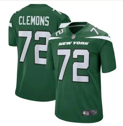 Green American football jersey with white numbers for Micheal Clemons Jets Nike Game