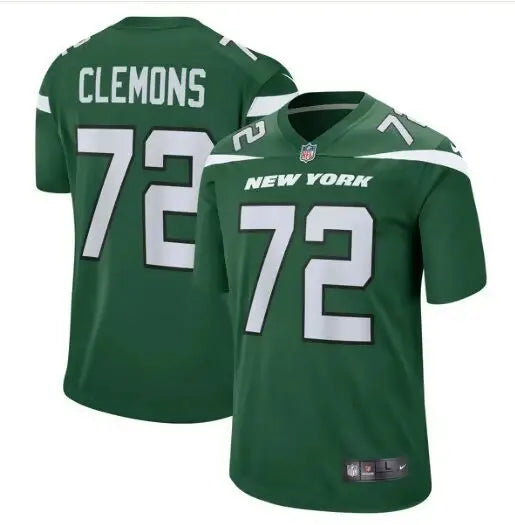Green American football jersey with white numbers for Micheal Clemons Jets Nike Game