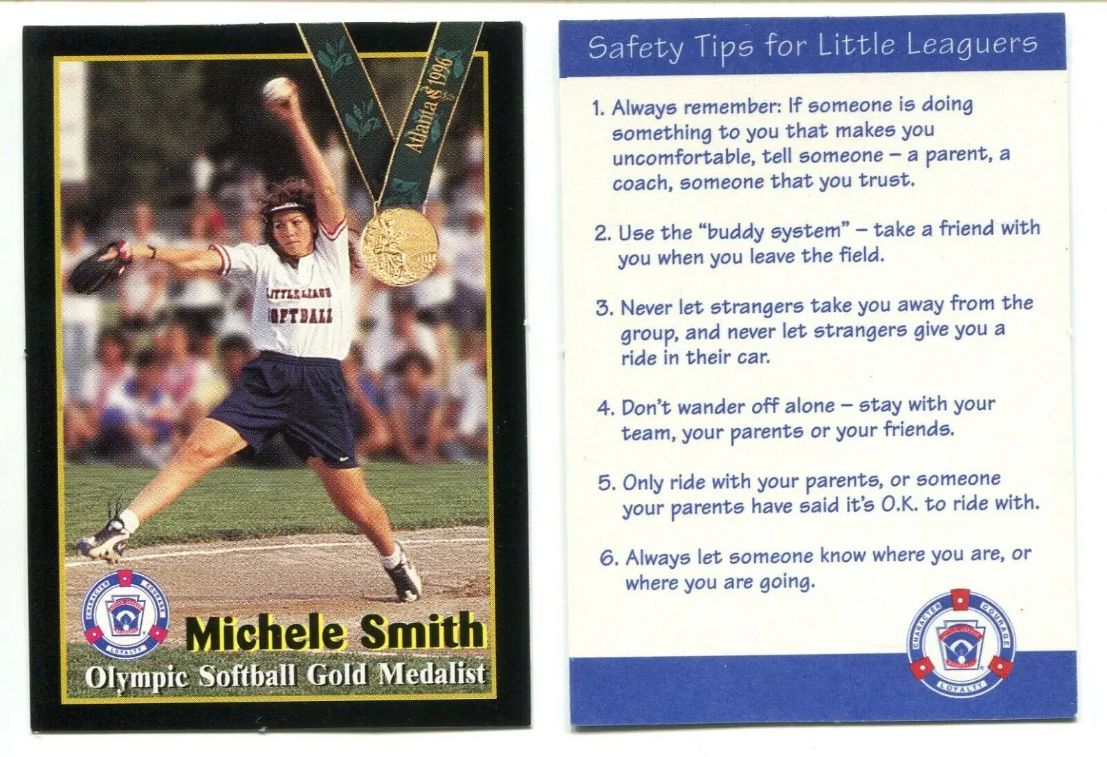Michele Smith softball Olympic trading card from Atlanta 1996 Little League edition