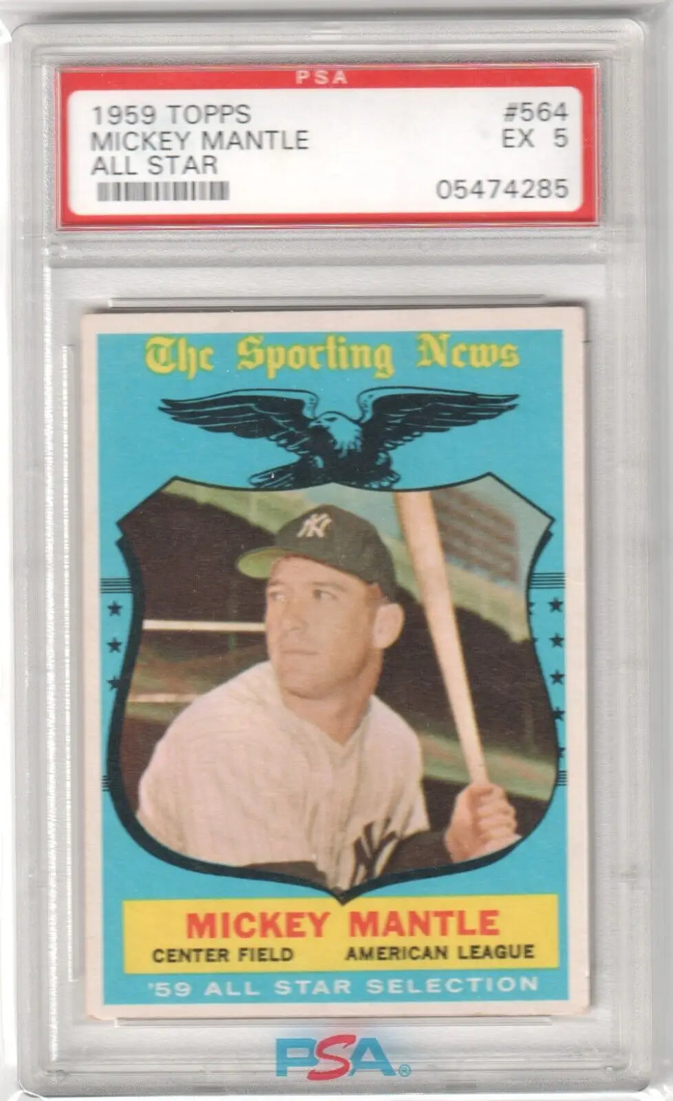 Graded 1959 Topps Mickey Mantle baseball card for single cards collection at Columbia Hobby eBay store