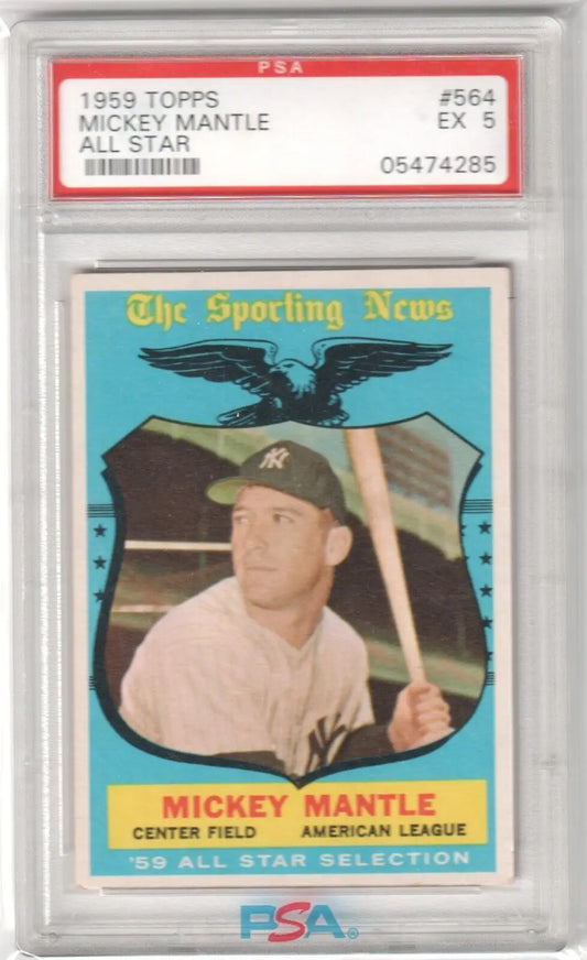 Graded 1959 Topps Mickey Mantle baseball card from Columbia Hobby eBay store