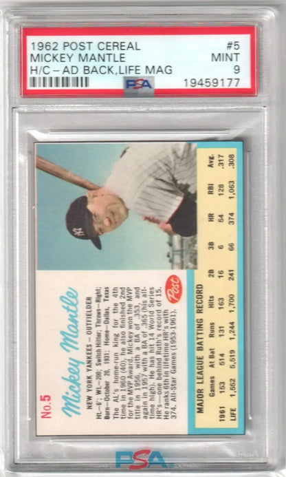Graded Mickey Mantle baseball card from Columbia Hobby with box free shipping and single cards