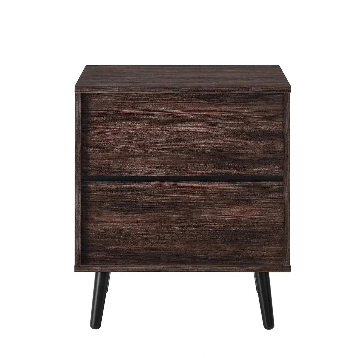 Mid-Century Modern 1-Drawer Nightstand End Table in Dark Brown Wood Finish - Nightstand