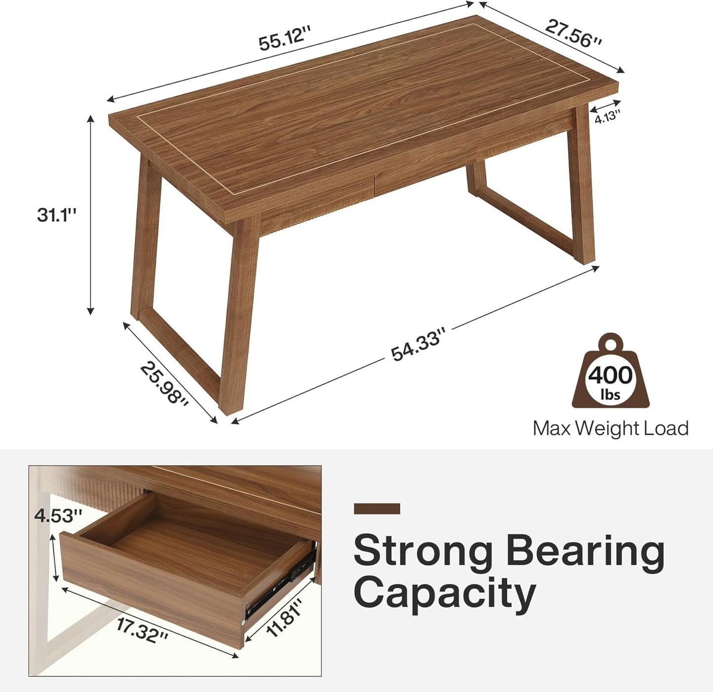 Mid-Century Modern Wooden Desk with Drawer and Stability-1