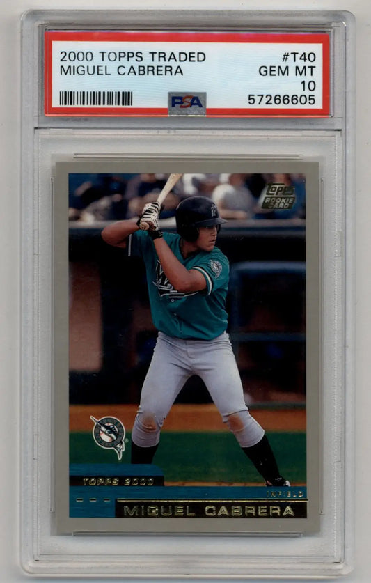 Miguel Cabrera 2000 Topps Traded T40 PSA 10 Gem Mint baseball card image