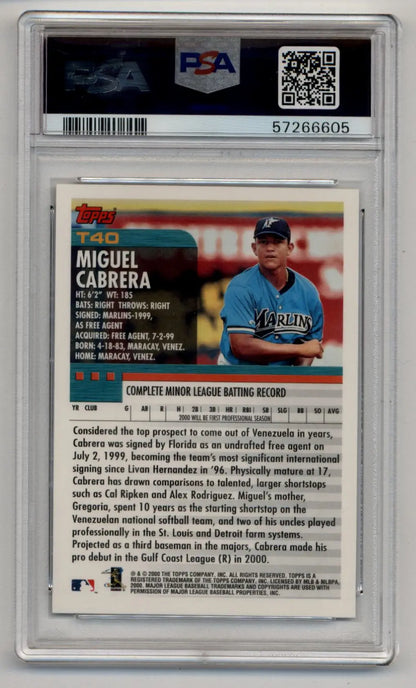 Graded 2000 Topps Traded Miguel Cabrera rookie card T40 PSA 10 Gem Mint