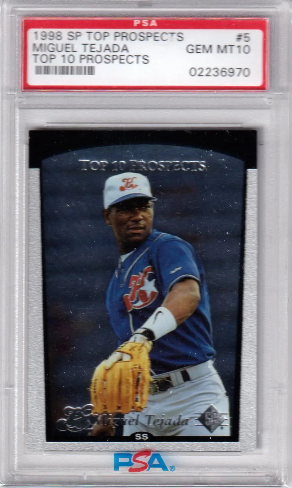 Graded Miguel Tejada baseball card 1998 SP Top Prospects GEM MINT PSA 10 Columbia Hobby