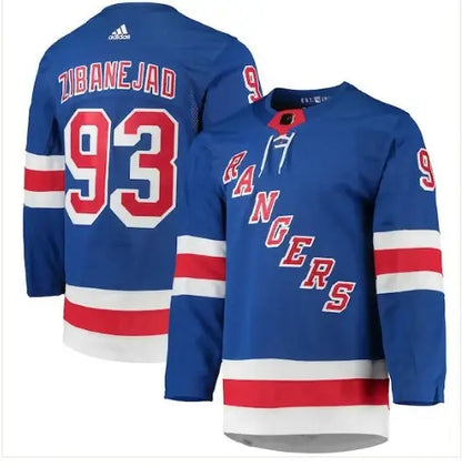 Blue Mika Zibanejad New York Rangers adidas Home Primegreen Authentic Player Jersey featuring Zibanejad 93