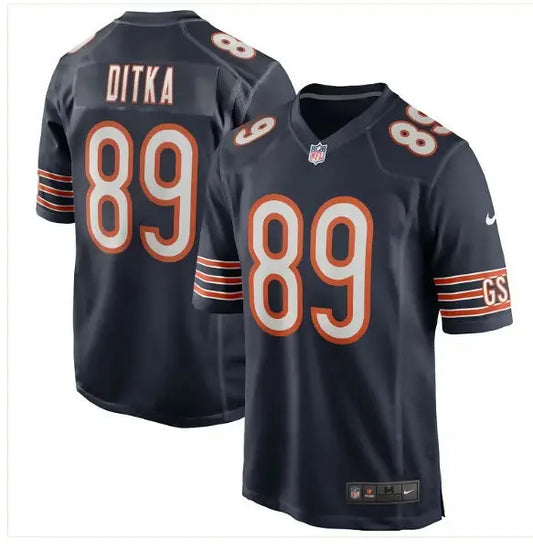Dark blue NFL football jersey with number 89 and Ditka on the back for Chicago Bears