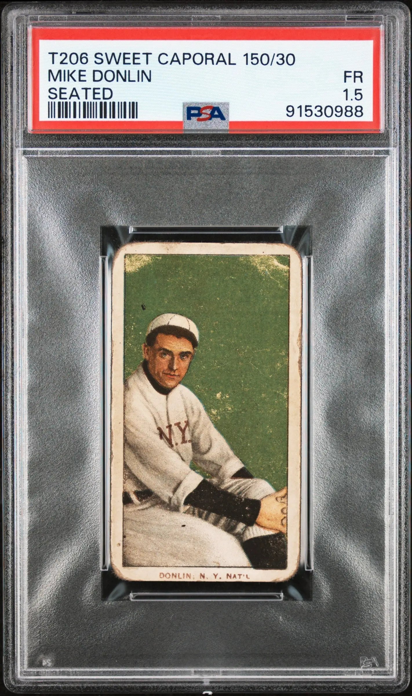 Mike Donlin Seated T206 Sweet Caporal baseball card in PSA 1.5 Fair condition