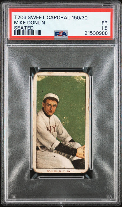 Mike Donlin Seated T206 Sweet Caporal baseball card in PSA 1.5 Fair condition