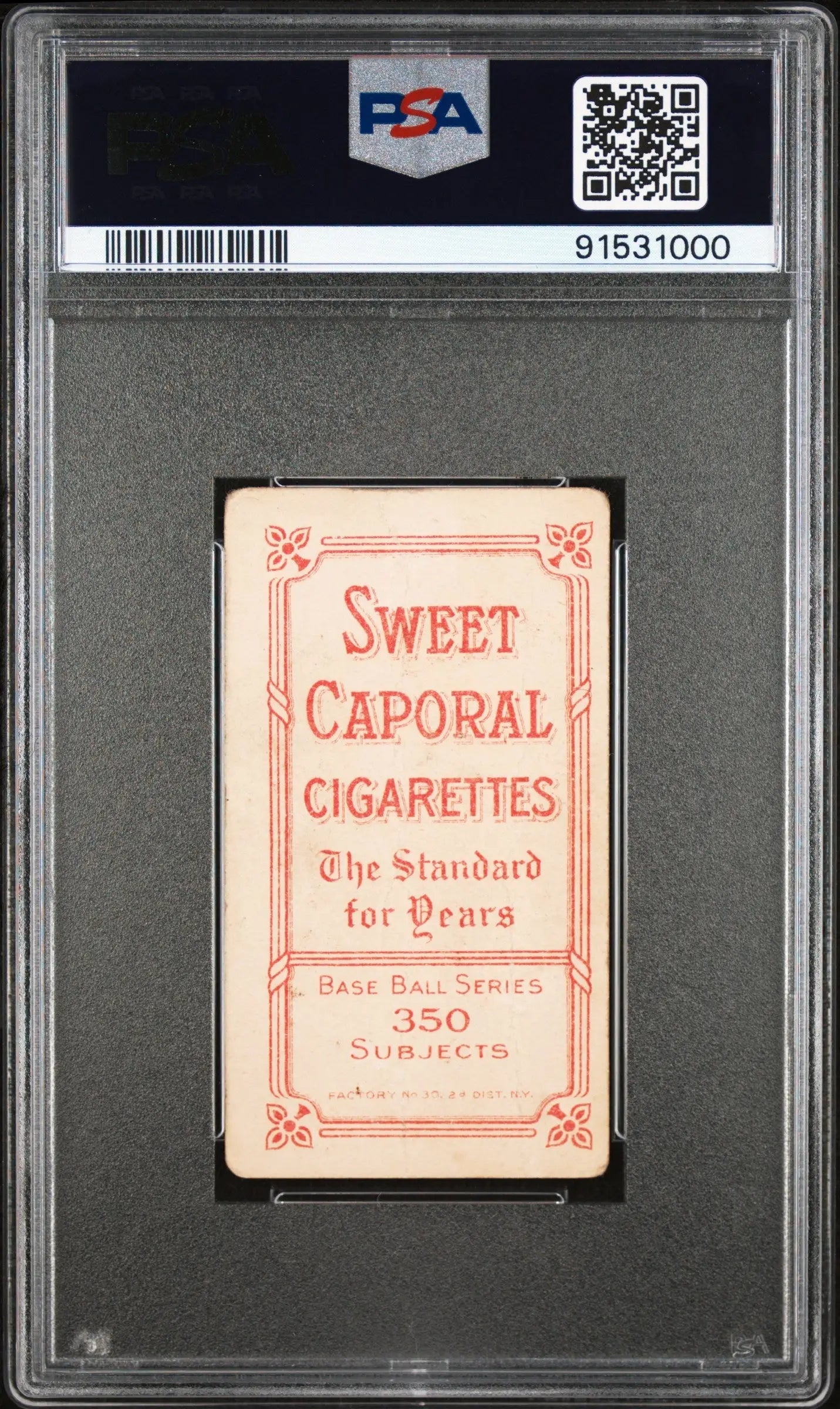 PSA-graded Mike Donlin T206 Sweet Caporal Cigarettes trading card with red text