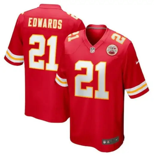 Red Mike Edwards Kansas City Chiefs Nike Game Jersey with Edwards and 21 on back