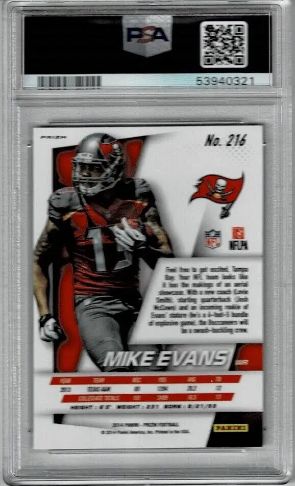 Graded Mike Evans 2014 Panini Prizm Silver RC Rookie Card PSA 10 from the Bucs