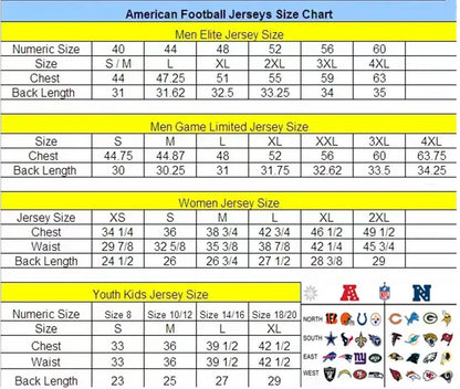American Football Jersey Size Chart for Mike Evans 76 Tampa Bay Buccaneers Nike Vapor F.U.S.E. Jersey