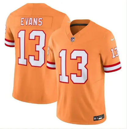 Orange American football jersey with white numbers and lettering for Mike Evans Tampa Bay Buccaneers