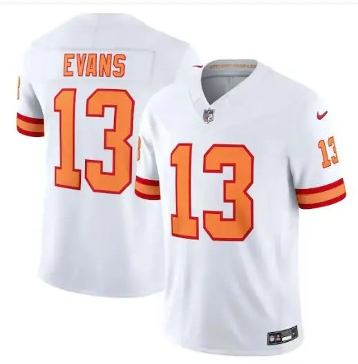 White Mike Evans Tampa Bay Buccaneers Nike Vapor F.U.S.E. Player Limited Jersey with orange numbers