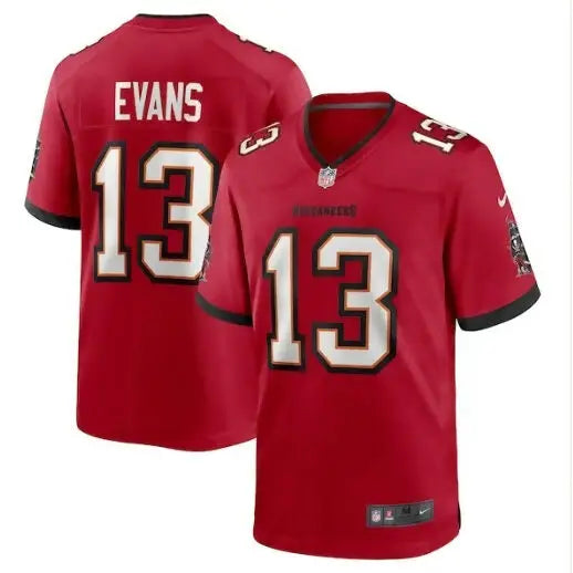 Red Mike Evans Tampa Bay Buccaneers Nike Game Jersey with number 13 and EVANS on back