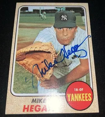 Signed Mike Hegan baseball card featuring NY Yankees autograph and JSA authenticity